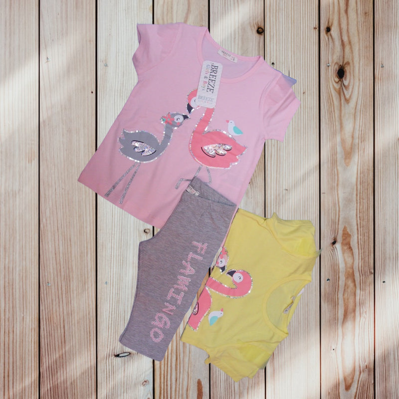 Compleu vara fetite, tricou si pantalon FLAMINGO