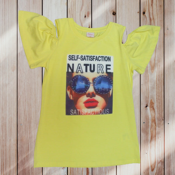 Tricou pentru fetite galben